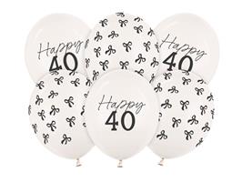 40 Jaar Ballonnen Zwart Wit Strik 30cm 6st