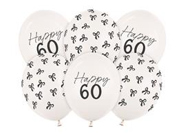 60 Jaar Ballonnen Zwart Wit Strik 30cm 6st