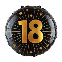 18 Jaar Helium Ballon Zwart Goud Folie Leeg 45cm