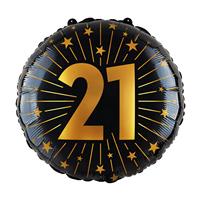 21 Jaar Helium Ballon Zwart Goud Leeg 45cm