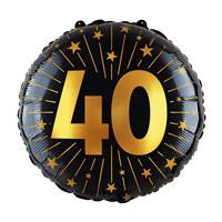40 Jaar Helium Ballon Zwart Goud Folie Leeg 45cm