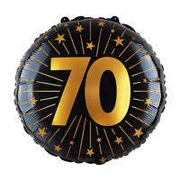 70 Jaar Helium Ballon Zwart Goud Leeg 45cm