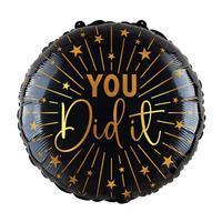 Geslaagd Helium Ballon Zwart Goud You Did It Leeg 45cm