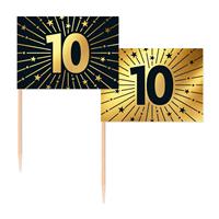 10 Jaar Cocktailprikkers Goud Zwart 50st