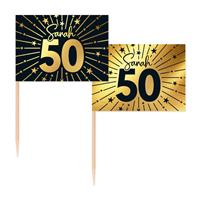 50 Jaar Cocktailprikkers Goud Zwart Sarah 50st