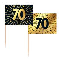 70 Jaar Cocktailprikkers Goud Zwart 50st