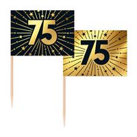 75 Jaar Cocktailprikkers Goud Zwart 50st