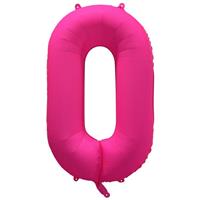 0 Jaar Cijfer Ballon Neon Roze Leeg 86cm
