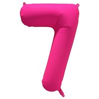 7 Jaar Cijfer Ballon Neon Roze Leeg 86cm
