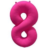 8 Jaar Cijfer Ballon Neon Roze Leeg 86cm