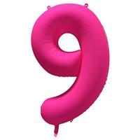 9 Jaar Cijfer Ballon Neon Roze Leeg 86cm