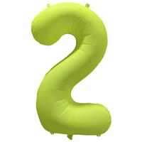 2 Jaar Cijfer Ballon Neon Geel Leeg 86cm