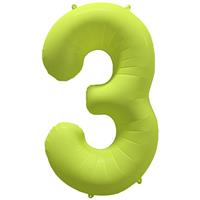 3 Jaar Cijfer Ballon Neon Geel Leeg 86cm