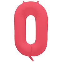 0 Jaar Cijfer Ballon Rood Neon Leeg 86cm
