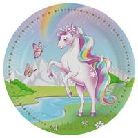 8 papieren borden unicorn 23 cm