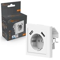 ProCharge Wandcontactdoos met 2 USB snelladers - Universeel - Wit - RAL9010