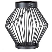 Solar LED Lantaarn Rotan 17 cm - Draadloos op zonne-energie - Grijs