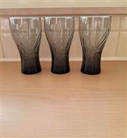 3 Vintage Zwarte Coca Cola Glazen Limited Ed 2014