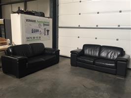 (38) Zwart lederen 2 maal 2 zit