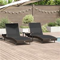 vidaXL Ligstoelen 3 pcs Bruin 40 x 40 x 40.5 cm poly rattan