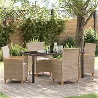vidaXL Tuin Eetset 5 pcs Beige poly rattan