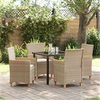 vidaXL Tuin Eetset 5 pcs Beige poly rattan