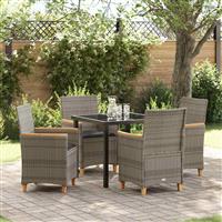 vidaXL Tuin Eetset 5 pcs Grijs poly rattan