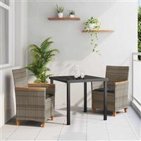 vidaXL Tuin Eetset 3 pcs Grijs poly rattan