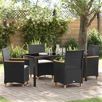 vidaXL Tuin Eetset 5 pcs Zwart poly rattan