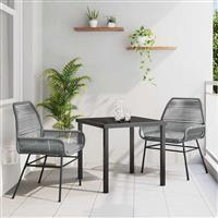 vidaXL Tuin Eetset 3 pcs Grijs poly rattan