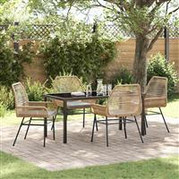 vidaXL Tuin Eetset 5 pcs Bruin poly rattan