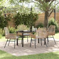 vidaXL Tuin Eetset 5 pcs Bruin poly rattan