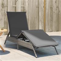 vidaXL Ligbed met kussen poly rattan grijs