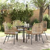 vidaXL Tuin Eetset 5 pcs Bruin poly rattan