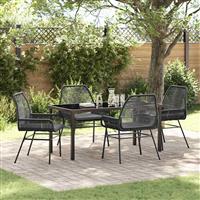 vidaXL Tuin Eetset 5 pcs Zwart poly rattan