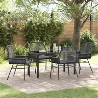 vidaXL Tuin Eetset 5 pcs Zwart poly rattan
