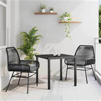 vidaXL Tuin Eetset 3 pcs Zwart poly rattan