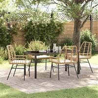 vidaXL Tuin Eetset 5 pcs Bruin poly rattan
