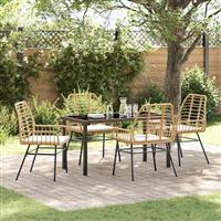 vidaXL Tuin Eetset 5 pcs Bruin poly rattan