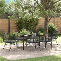 vidaXL Tuin Eetset 7 pcs Zwart poly rattan