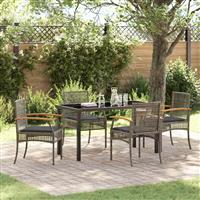 vidaXL Tuin Eetset 5 pcs Grijs poly rattan