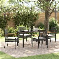 vidaXL Tuin Eetset 5 pcs Zwart poly rattan