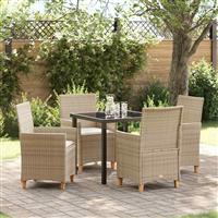 vidaXL Tuin Eetset 5 pcs Beige poly rattan
