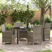vidaXL Tuin Eetset 5 pcs Grijs poly rattan