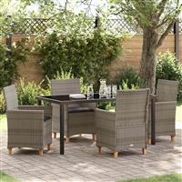 vidaXL Tuin Eetset 5 pcs Grijs poly rattan