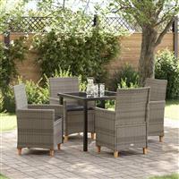vidaXL Tuin Eetset 5 pcs Grijs poly rattan