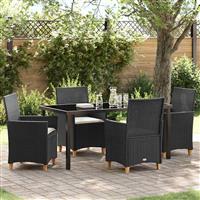 vidaXL Tuin Eetset 5 pcs Zwart poly rattan