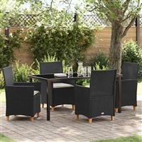 vidaXL Tuin Eetset 5 pcs Zwart poly rattan