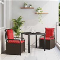 vidaXL Tuin Eetset 3 pcs Bruin poly rattan