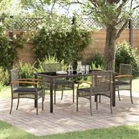 vidaXL Tuin Eetset 5 pcs Grijs poly rattan